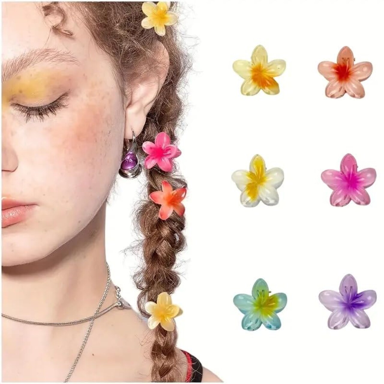 Small Flower Hair Claw Clips, 6PCS 1.57-Inch Cute Mini Claw Clips